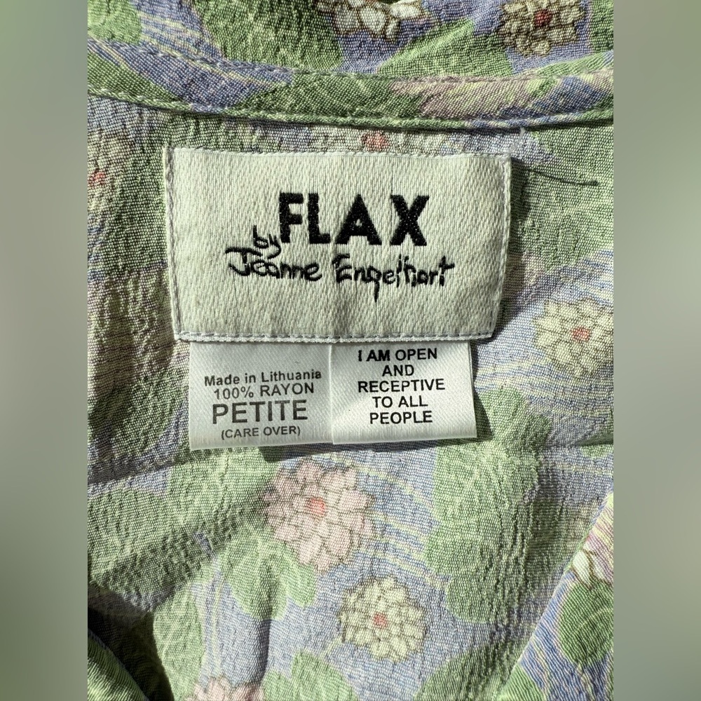 Vintage FLAX Cottagecore Lavender Floral Midi Dress Collared Prairiecore Large - Picture 6 of 9